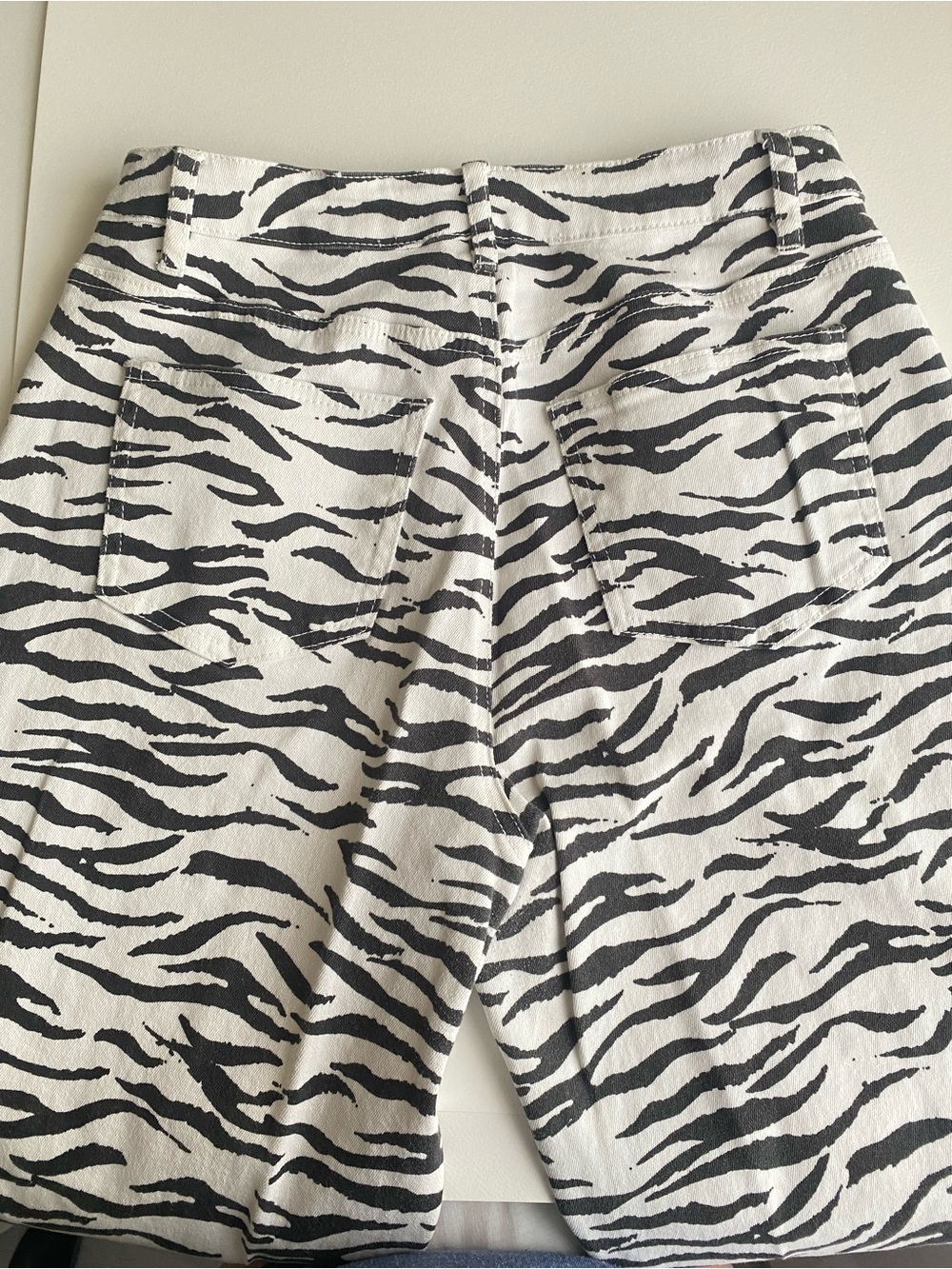 Wide Leg Zebra Print Pants - Black & White